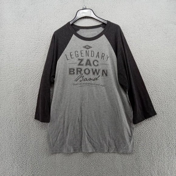 Zac Brown Band Shirt Mens XL‎ Dark Gray Baseball Tee Music Concert Raglan - Picture 1 of 7